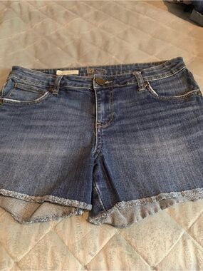 Kut from the Kloth Distressed Hem Denim Shorts - Blue